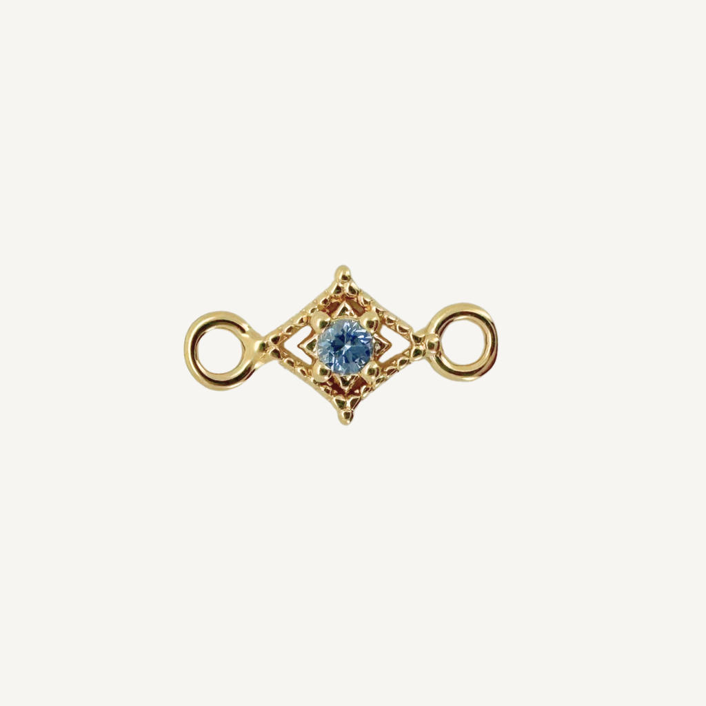 Dotted Diamond Blue Zircon Connector - Gold Filled