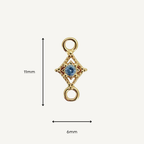 Dotted Diamond Blue Zircon Connector - Gold Filled