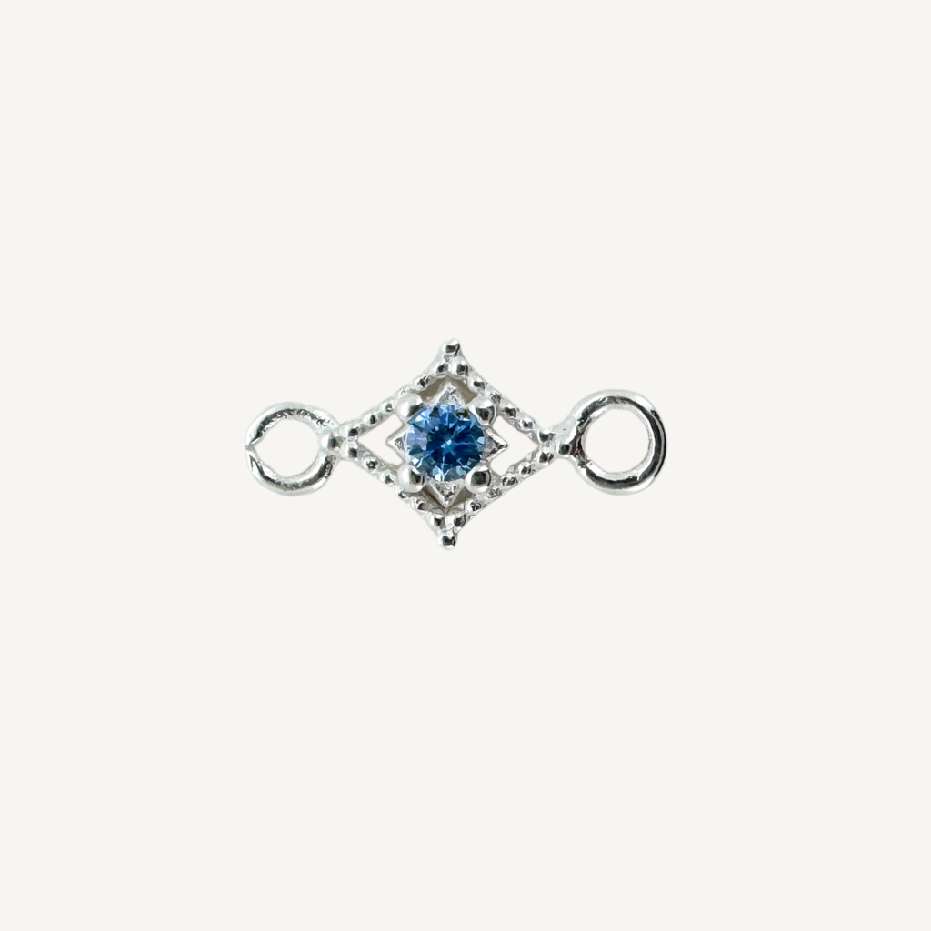 Dotted Diamond Blue Zircon Connector - Sterling Silver