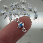 Dotted Diamond Blue Zircon Connector - Sterling Silver