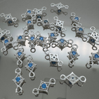 Dotted Diamond Blue Zircon Connector - Sterling Silver