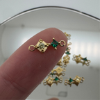 Duo Diamond Green & Yellow Connector - Gold Filled