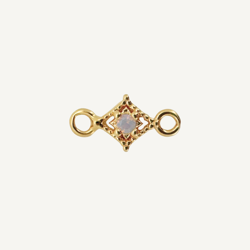 Dotted Diamond Pink Monstone Connector - Gold Filled