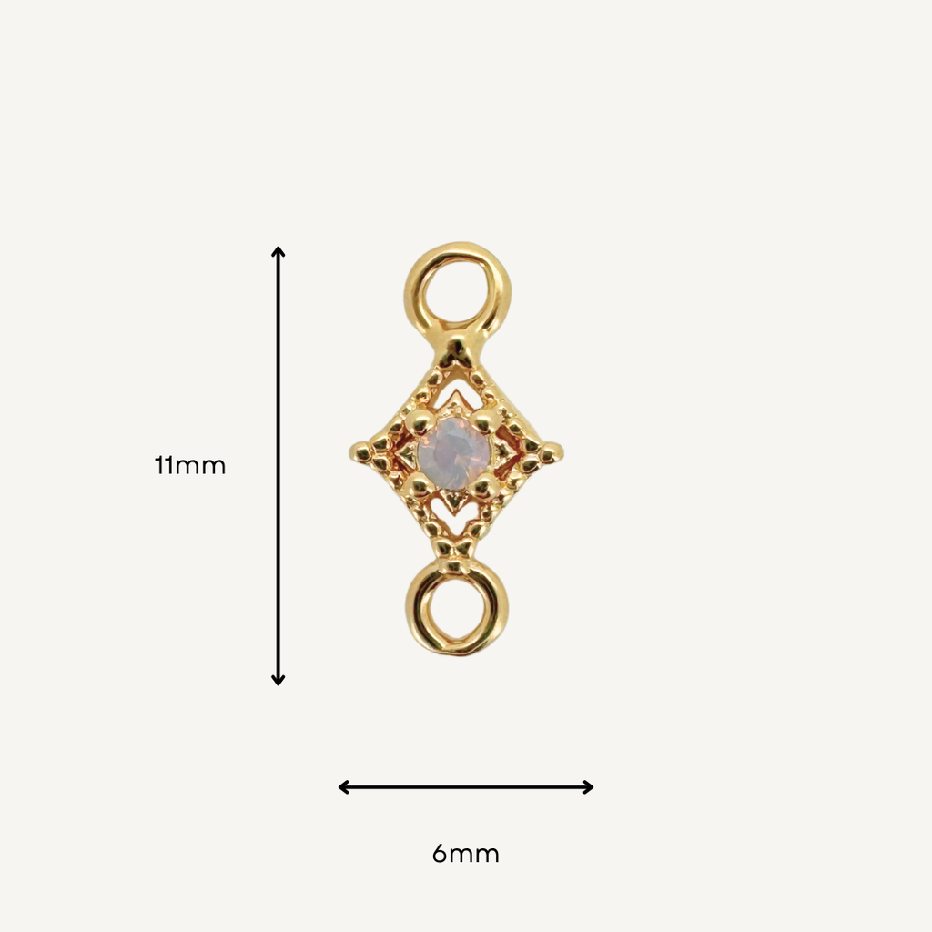 Dotted Diamond Pink Monstone Connector - Gold Filled