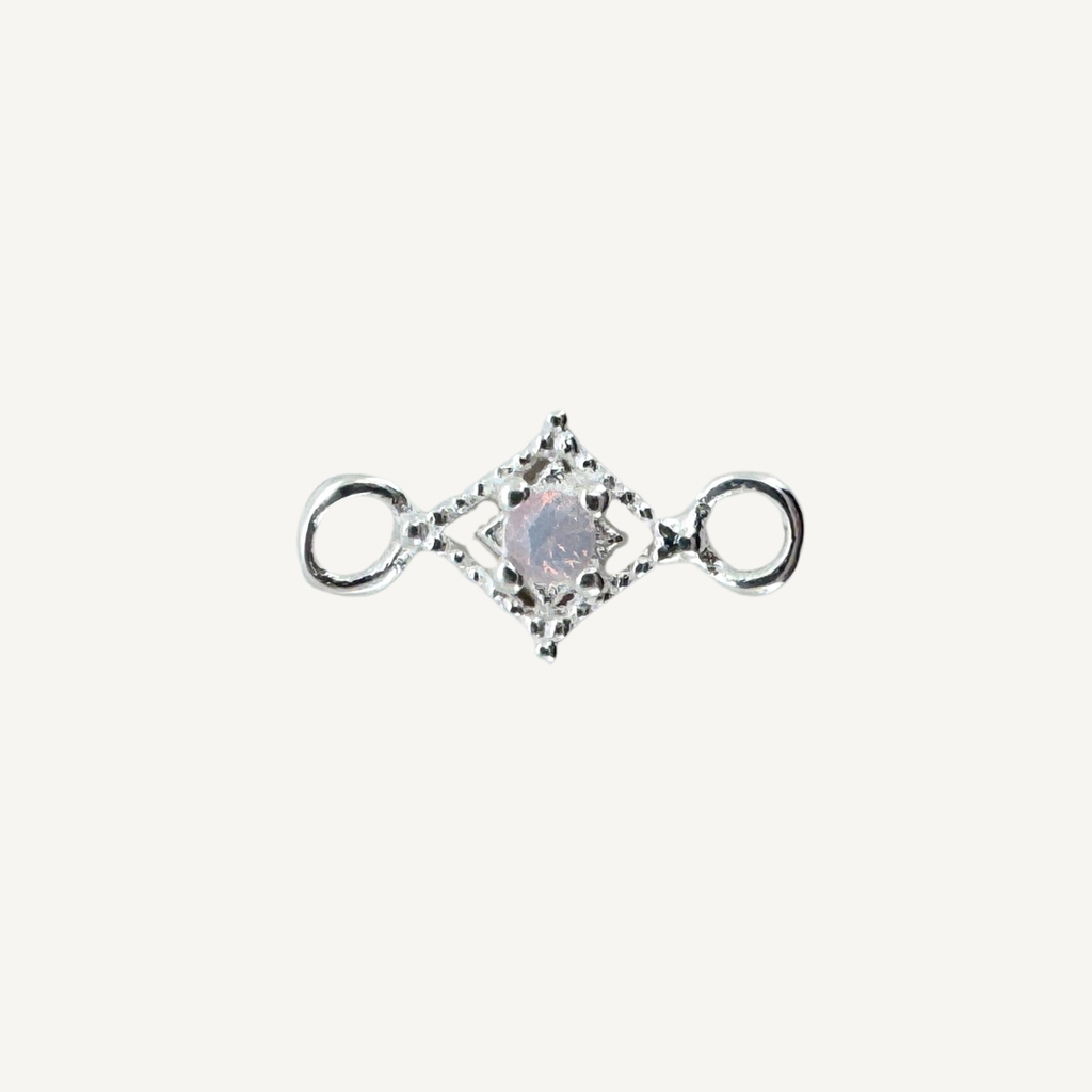 Dotted Diamond Pink Monstone Connector - Sterling Silver