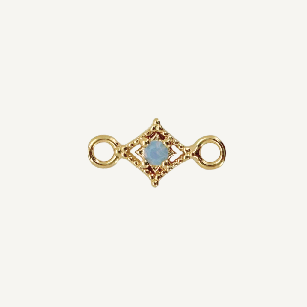 Dotted Diamond Blue Monstone Connector - Gold Filled