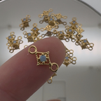 Dotted Diamond Blue Monstone Connector - Gold Filled