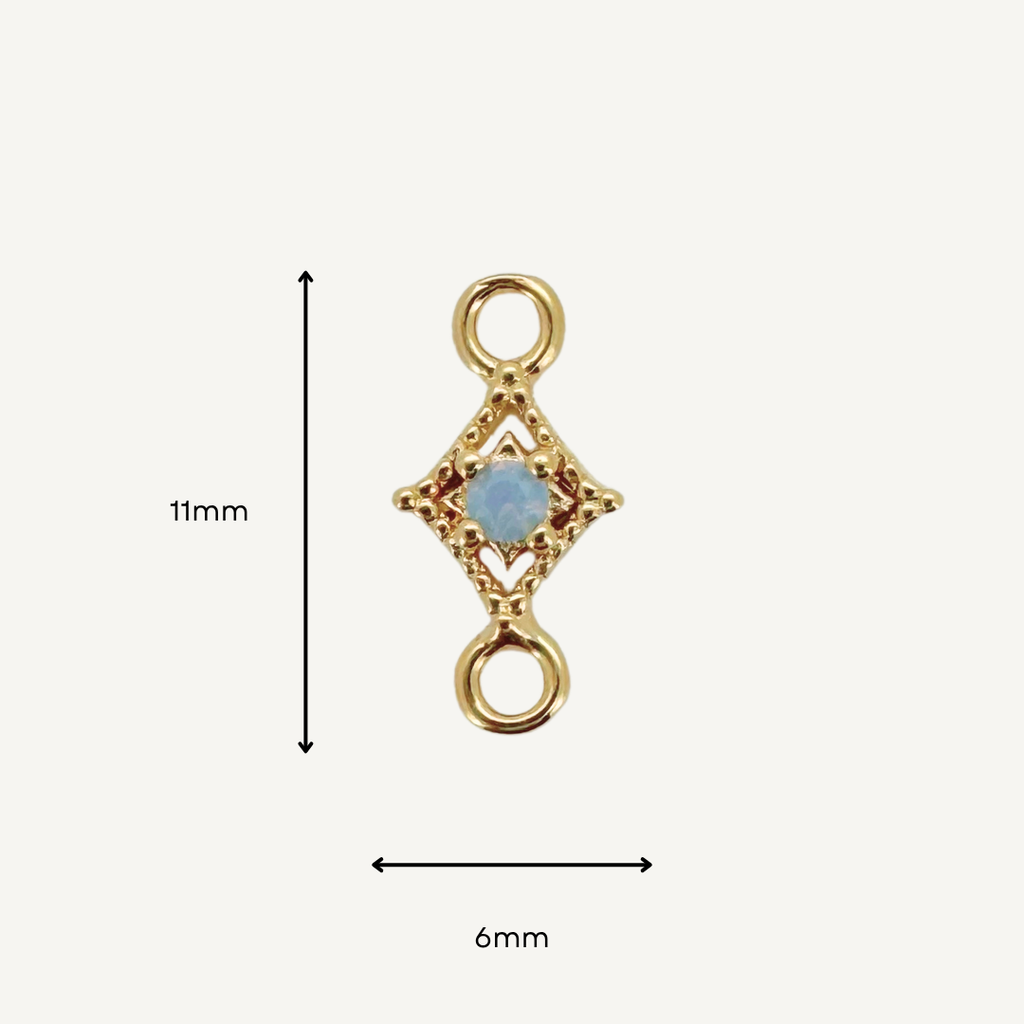 Dotted Diamond Blue Monstone Connector - Gold Filled