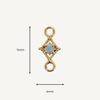 Dotted Diamond Blue Monstone Connector - Gold Filled