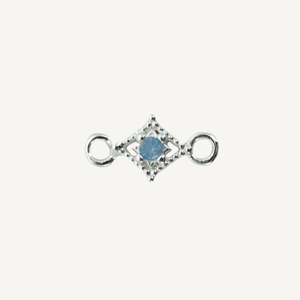 Dotted Diamond Blue Monstone Connector - Sterling Silver