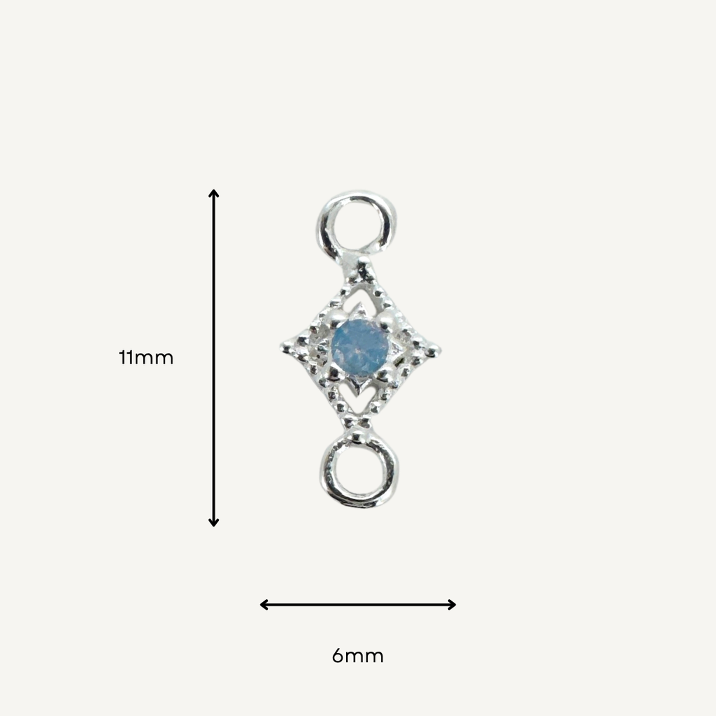 Dotted Diamond Blue Monstone Connector - Sterling Silver
