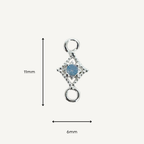Dotted Diamond Blue Monstone Connector - Sterling Silver