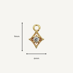 Dotted Diamond White Zircon Charm - Gold Filled