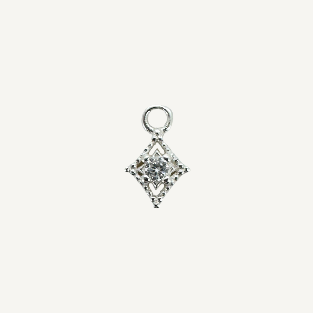 Dotted Diamond White Zircon Charm - Sterling Silver