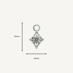 Dotted Diamond White Zircon Charm - Sterling Silver