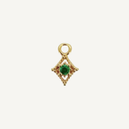 Dotted Diamond Green Zircon Charm - Gold Filled