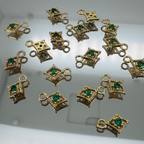 Dotted Diamond Green Zircon Charm - Gold Filled