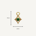 Dotted Diamond Green Zircon Charm - Gold Filled