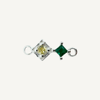 Duo Diamond Green & Yellow Connector - Sterling Silver