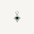 Dotted Diamond Green Zircon Charm - Sterling Silver