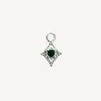 Dotted Diamond Green Zircon Charm - Sterling Silver