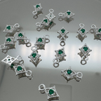 Dotted Diamond Green Zircon Charm - Sterling Silver