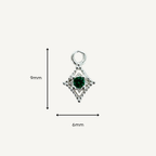 Dotted Diamond Green Zircon Charm - Sterling Silver