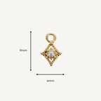 Dotted Diamond Pearl Charm - Gold Filled