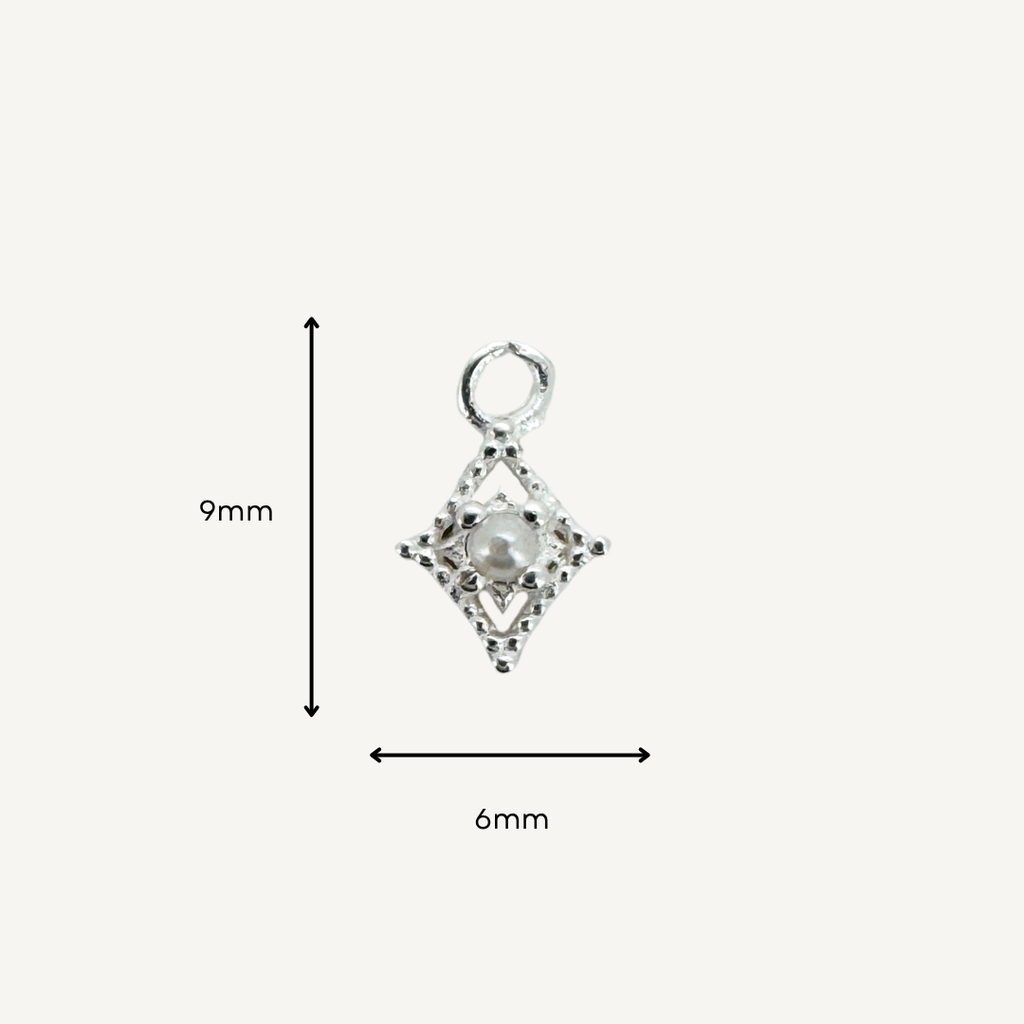 Dotted Diamond Pearl Charm - Sterling Silver