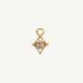 Dotted Diamond Pink Zircon Charm - Gold Filled