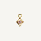 Dotted Diamond Pink Zircon Charm - Gold Filled