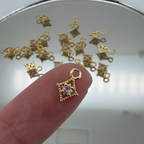 Dotted Diamond Pink Zircon Charm - Gold Filled