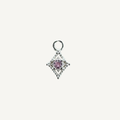 Dotted Diamond Pink Zircon Charm - Sterling Silver