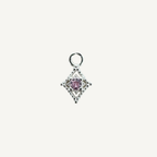 Dotted Diamond Pink Zircon Charm - Sterling Silver