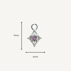 Dotted Diamond Pink Zircon Charm - Sterling Silver