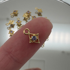 Dotted Diamond Purple Zircon Charm - Gold Filled