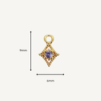 Dotted Diamond Purple Zircon Charm - Gold Filled