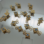 Dotted Diamond Blue Zircon Charm - Gold Filled