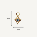 Dotted Diamond Blue Zircon Charm - Gold Filled