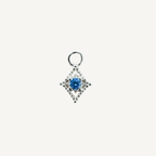 Dotted Diamond Blue Zircon Charm - Sterling Silver
