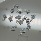 Dotted Diamond Blue Zircon Charm - Sterling Silver