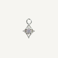 Dotted Diamond Pink Monstone Charm - Sterling Silver