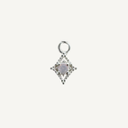 Dotted Diamond Pink Monstone Charm - Sterling Silver