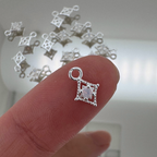 Dotted Diamond Pink Monstone Charm - Sterling Silver