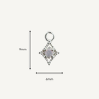 Dotted Diamond Pink Monstone Charm - Sterling Silver