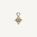 Dotted Diamond Blue Monstone Charm - Gold Filled