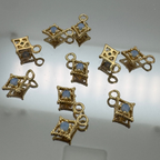 Dotted Diamond Blue Monstone Charm - Gold Filled