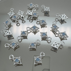 Dotted Diamond Blue Monstone Charm - Sterling Silver