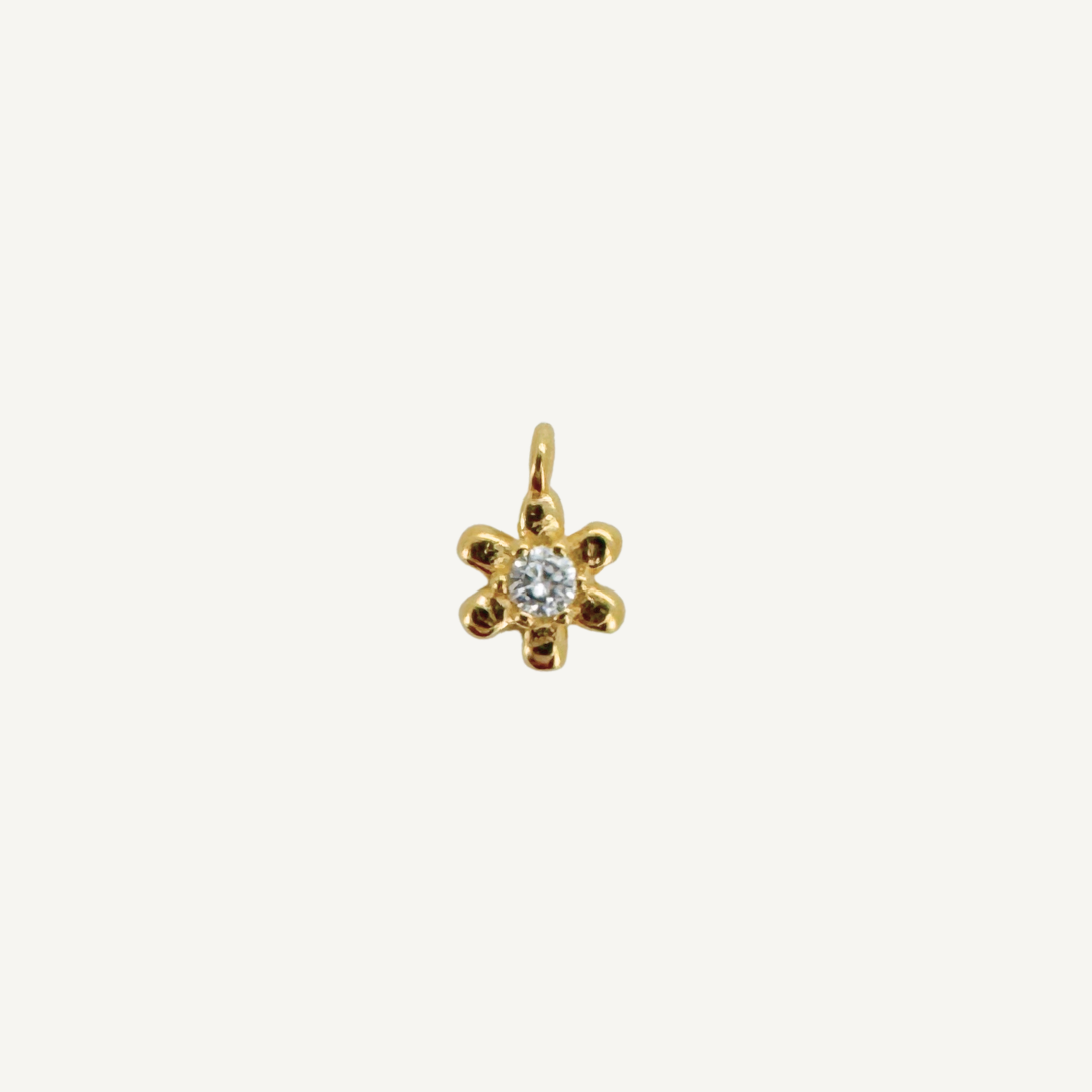 Dainty Flower White Zircon Charm - Gold Filled