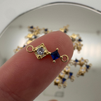 Duo Diamond Blue Zircon Connector - Gold Filled
